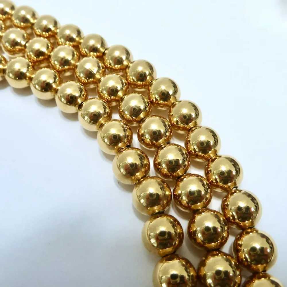 Vintage Napier Gold Tone 3-Strand Gold Tone Bead … - image 6