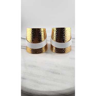 Pair Of 1970s Hammered Metal Cuff Bracelets - image 1