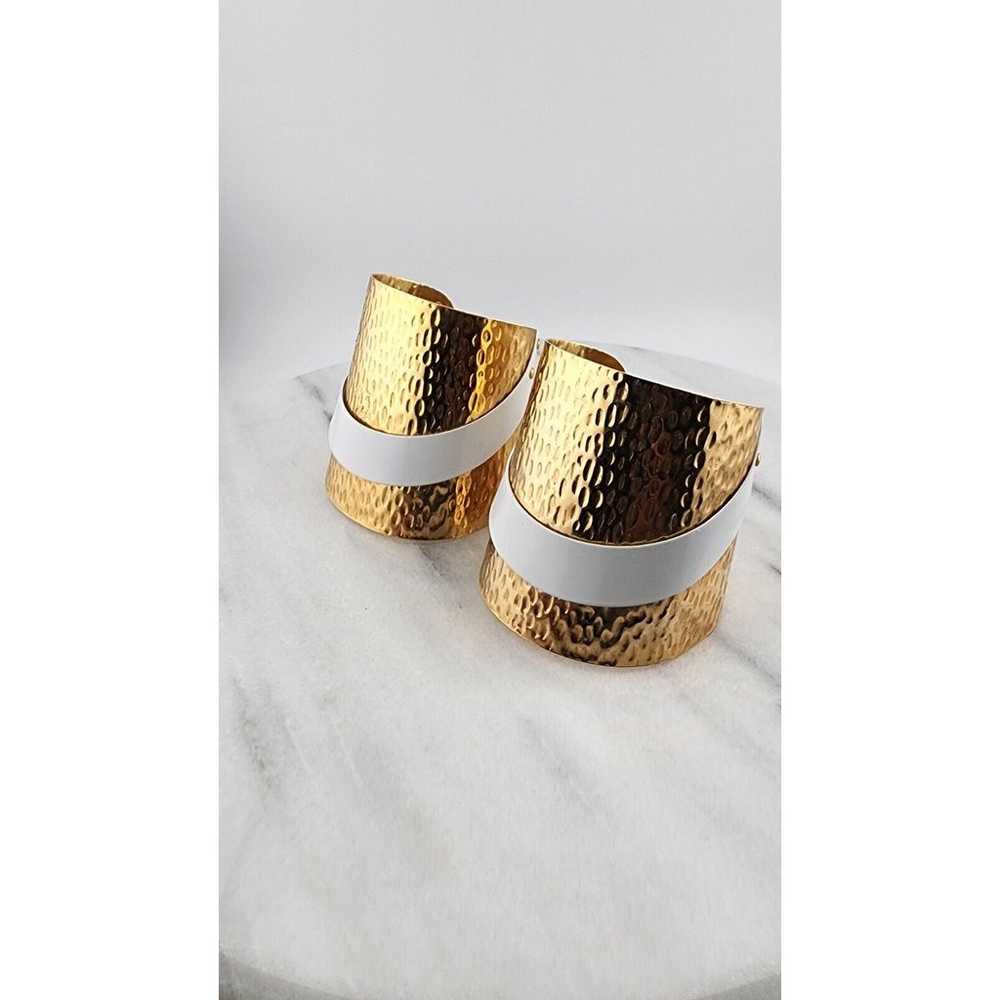 Pair Of 1970s Hammered Metal Cuff Bracelets - image 2