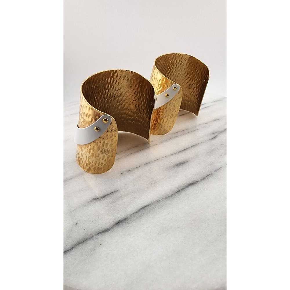 Pair Of 1970s Hammered Metal Cuff Bracelets - image 3