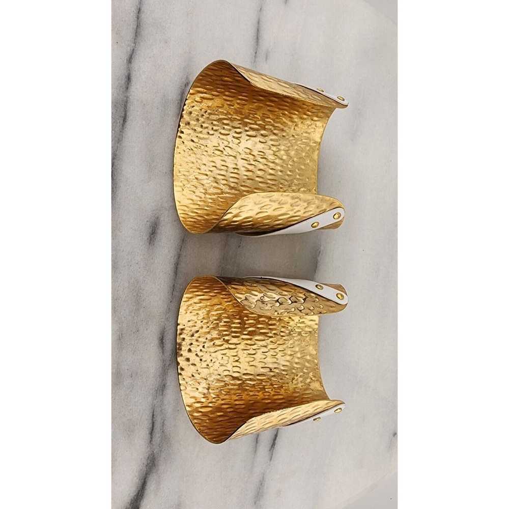 Pair Of 1970s Hammered Metal Cuff Bracelets - image 6