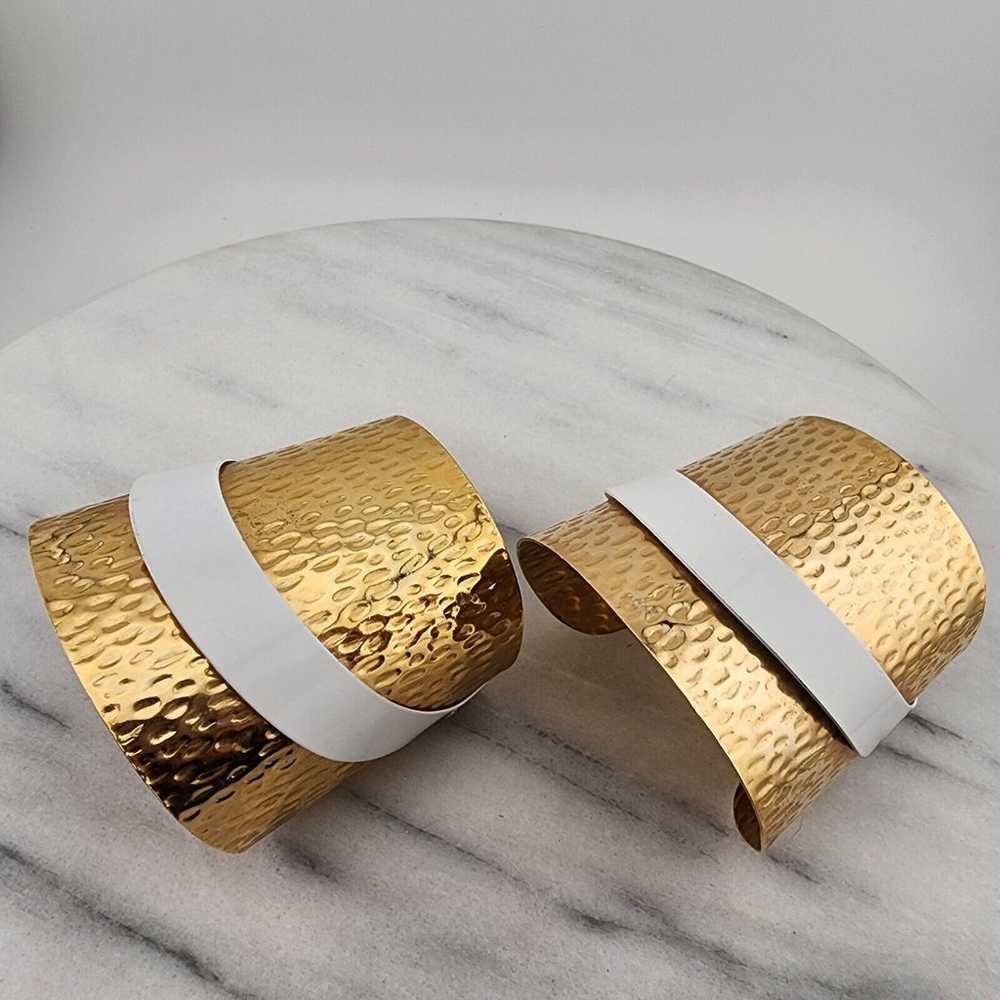 Pair Of 1970s Hammered Metal Cuff Bracelets - image 7