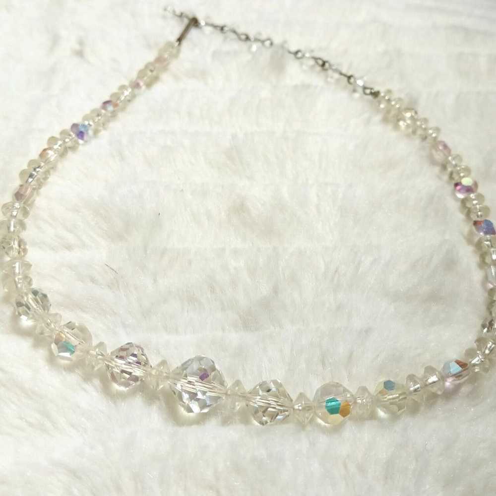 Vintage Aurora Borealis Necklace 15" - image 3