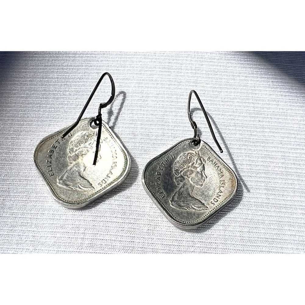 Bahamas Coin Earrings Elizabeth 11 Vintage 1969 F… - image 10