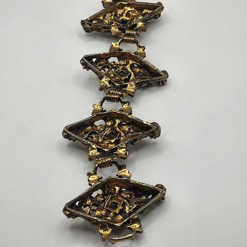 Vintage Victorian Revival Chunky Bracelet 7" - image 11