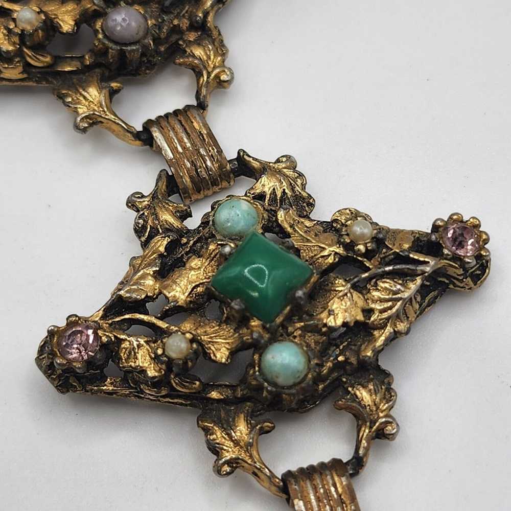 Vintage Victorian Revival Chunky Bracelet 7" - image 2