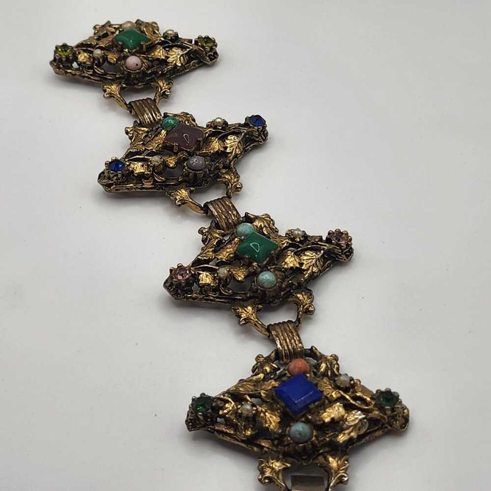 Vintage Victorian Revival Chunky Bracelet 7" - image 4