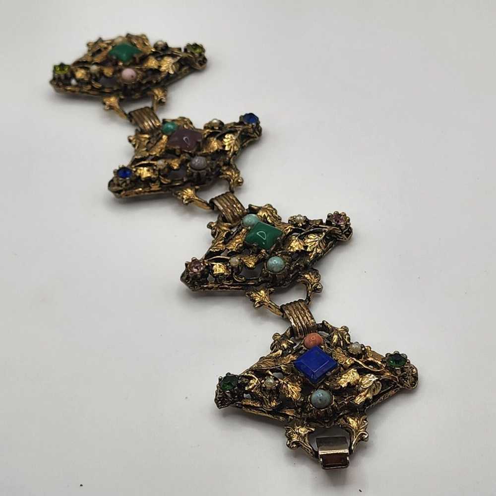 Vintage Victorian Revival Chunky Bracelet 7" - image 5