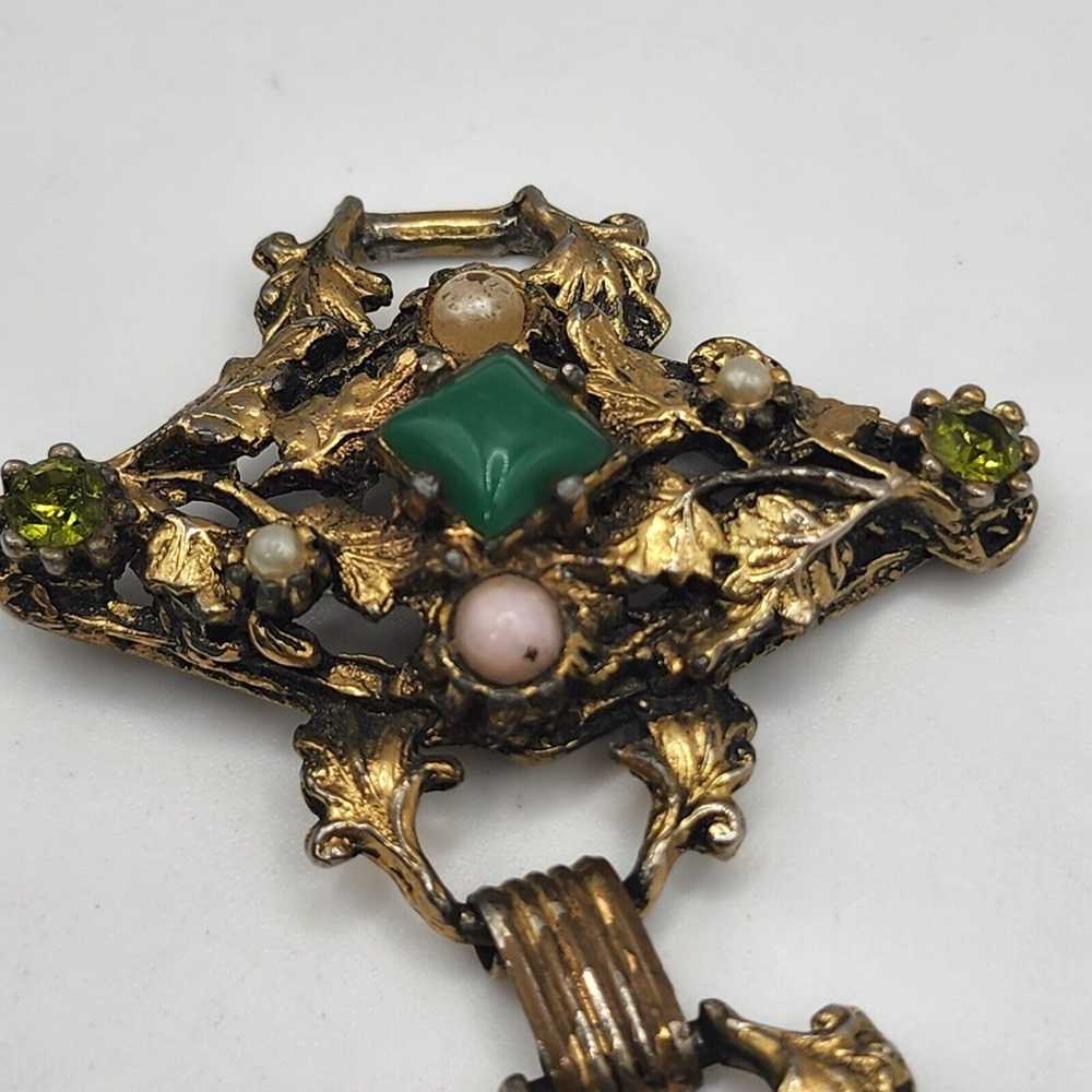 Vintage Victorian Revival Chunky Bracelet 7" - image 6