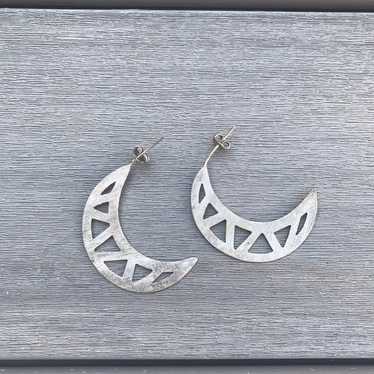 Vintage Sterling Silver Crescent Moon Ea