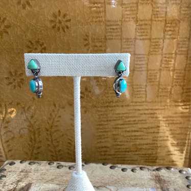 Vintage Blue and Green Turquoise Double-drop Post 