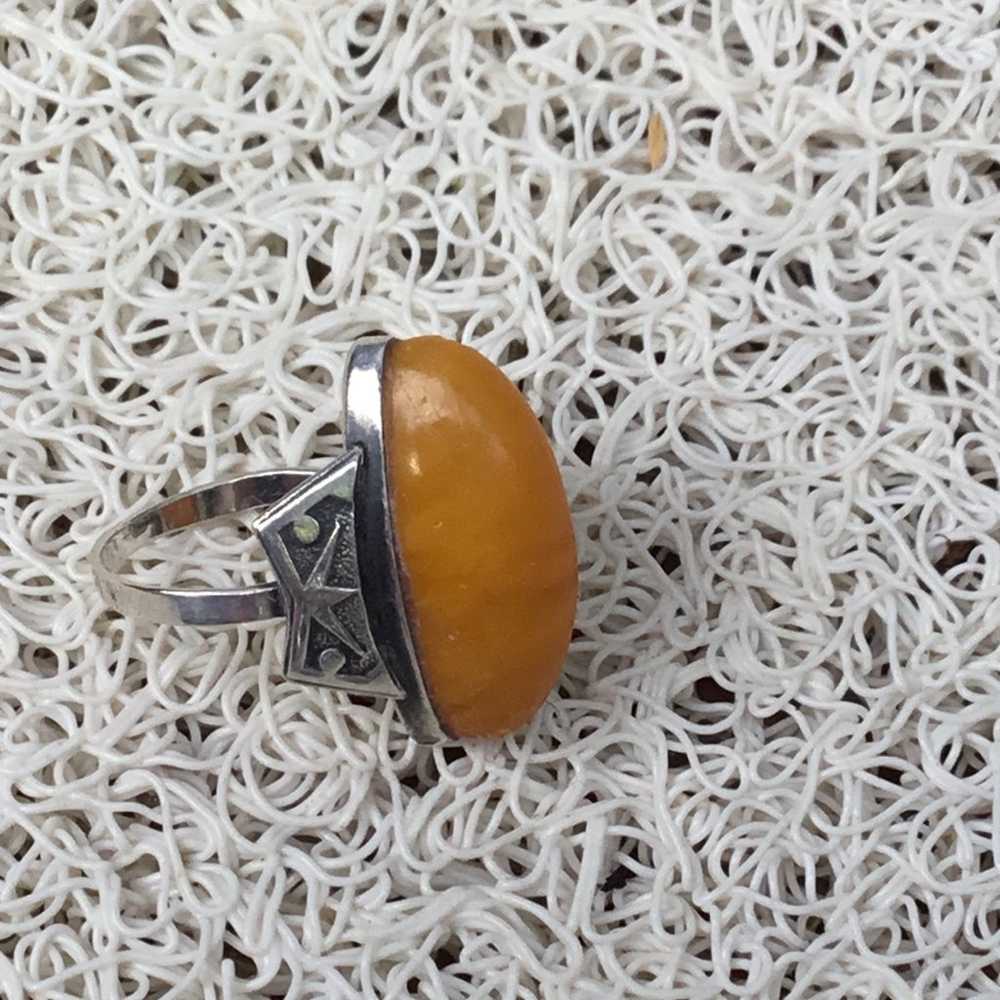 Sterling silver oval shaped butterscotch amber ri… - image 11