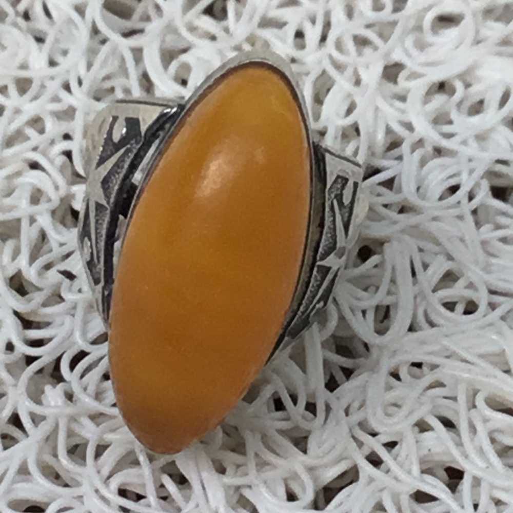 Sterling silver oval shaped butterscotch amber ri… - image 1