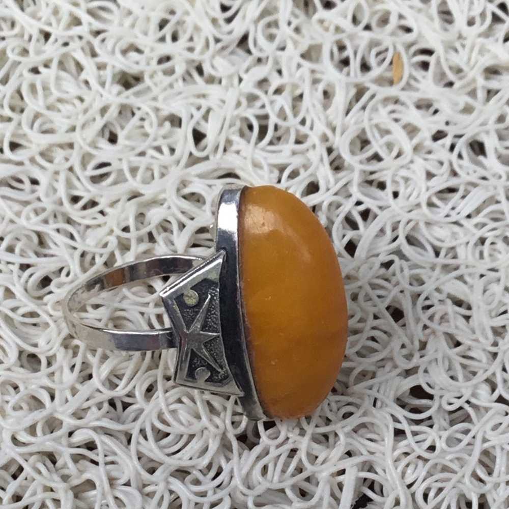 Sterling silver oval shaped butterscotch amber ri… - image 2