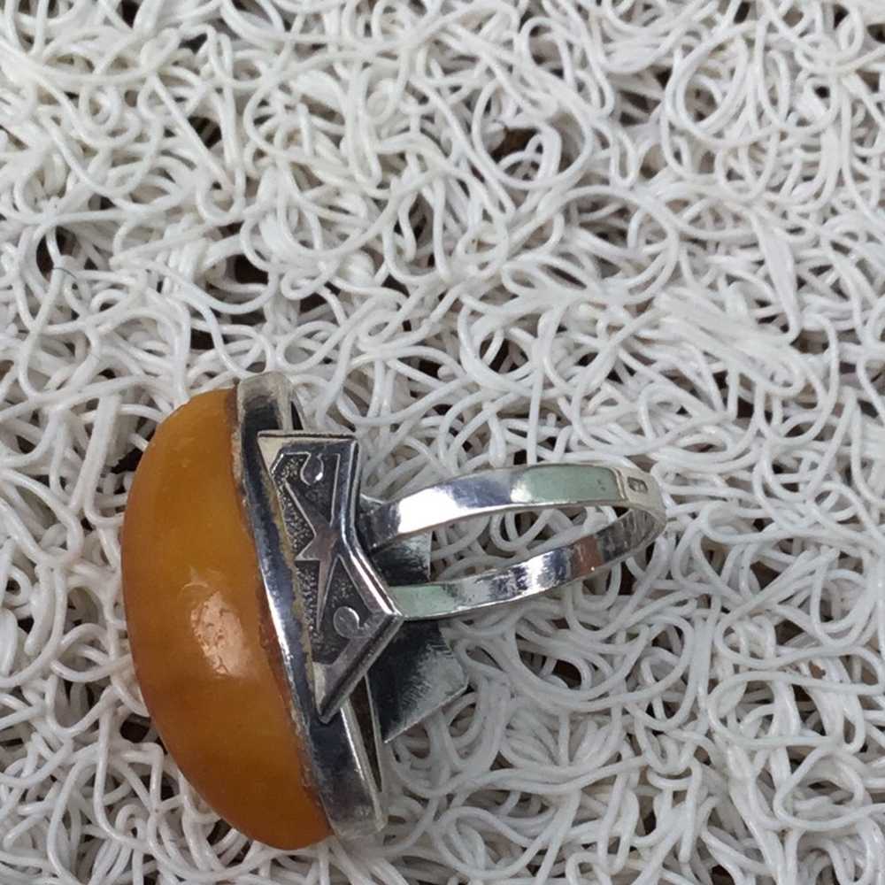 Sterling silver oval shaped butterscotch amber ri… - image 3