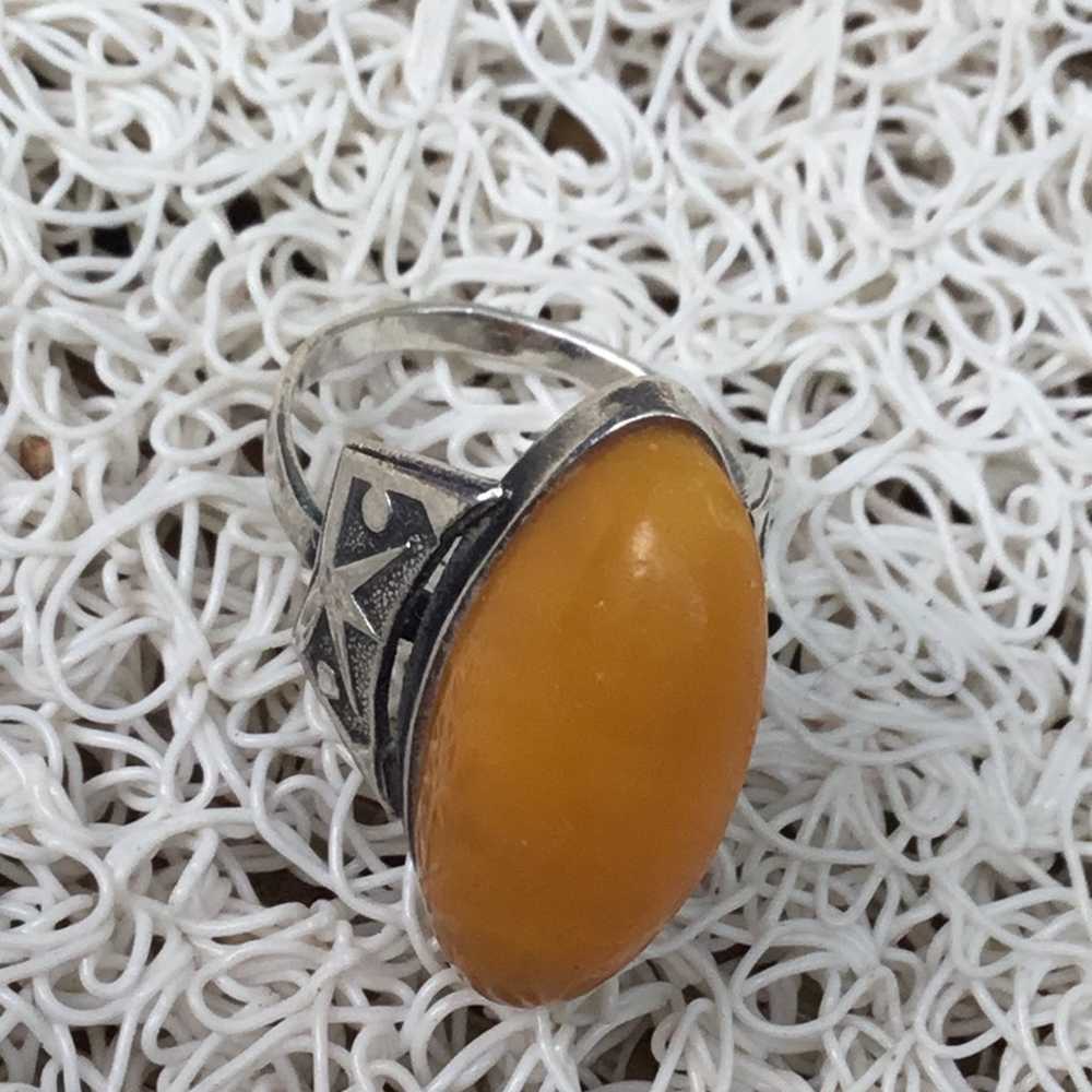 Sterling silver oval shaped butterscotch amber ri… - image 4