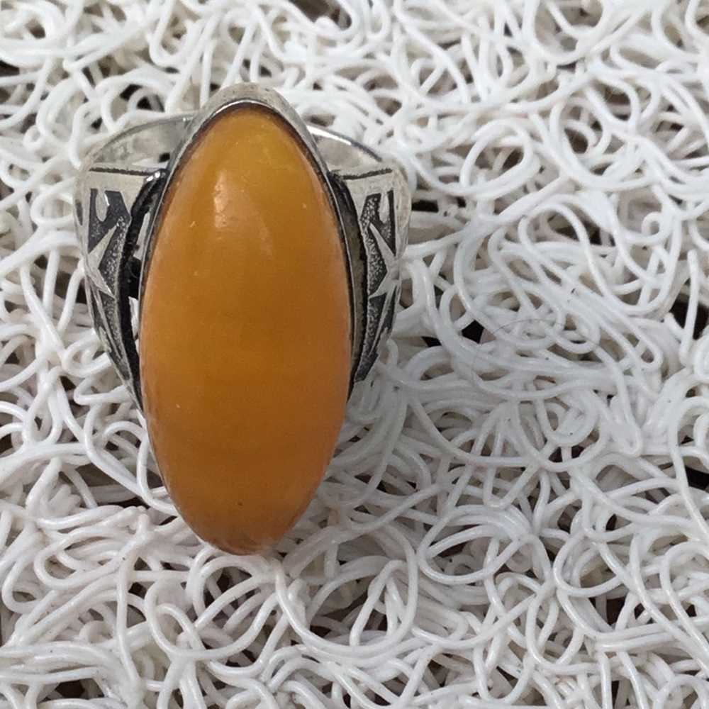 Sterling silver oval shaped butterscotch amber ri… - image 5