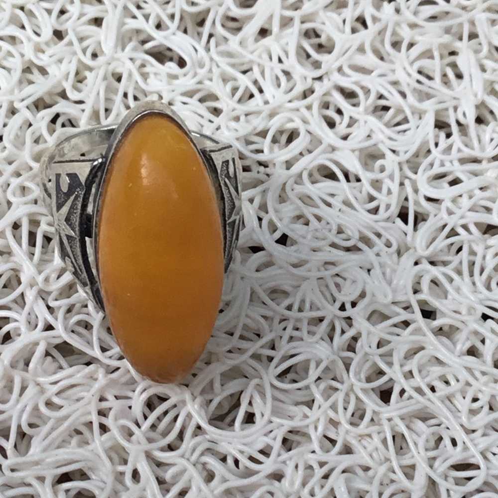 Sterling silver oval shaped butterscotch amber ri… - image 6