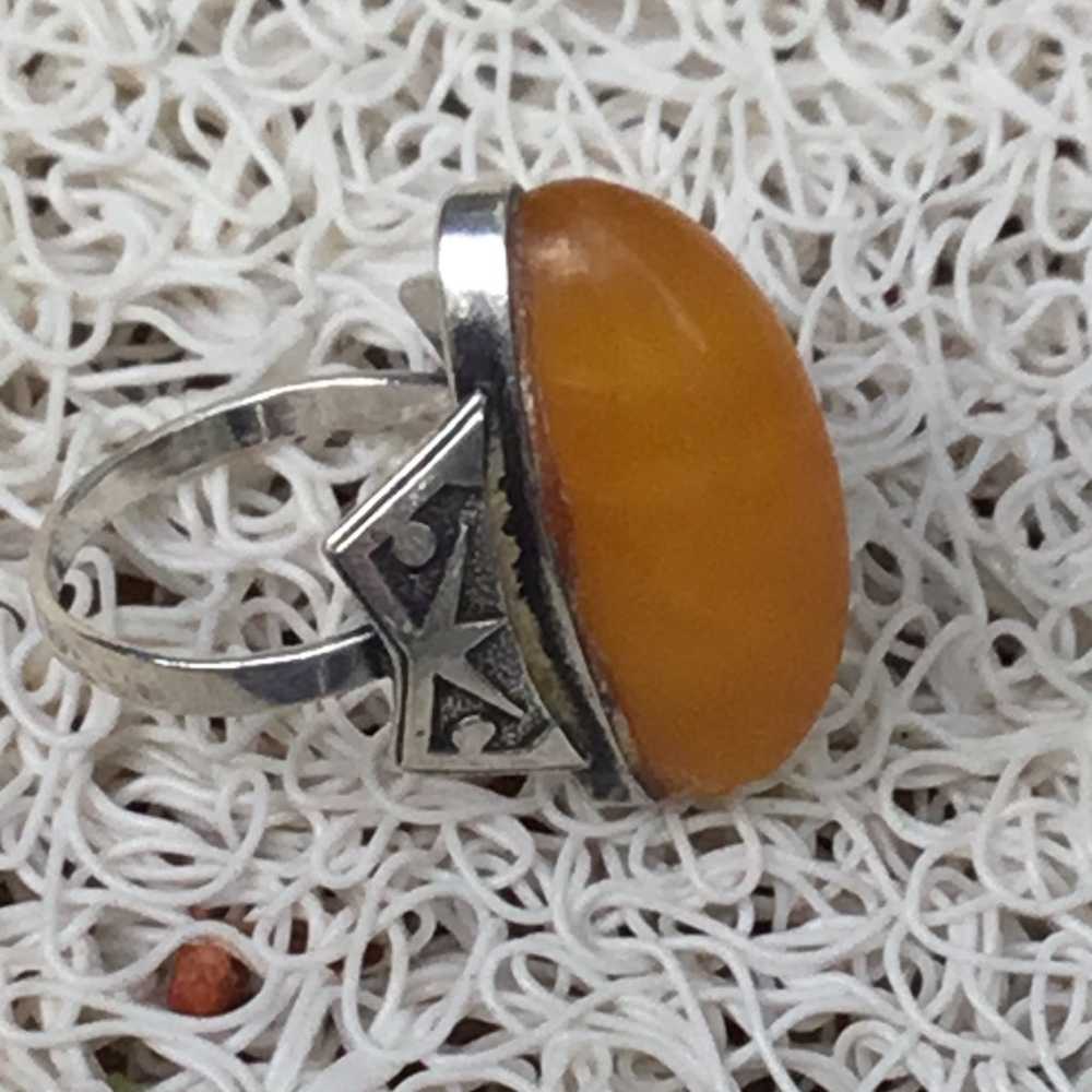 Sterling silver oval shaped butterscotch amber ri… - image 9