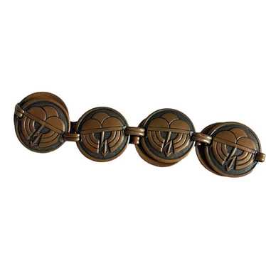 Vintage Copper Thunder Cloud Clasp Disc Link Brac… - image 1