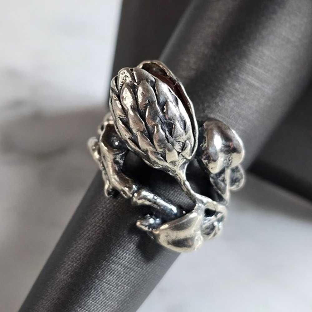 Womens Vintage Estate Sterling Silver Floral Ring… - image 1