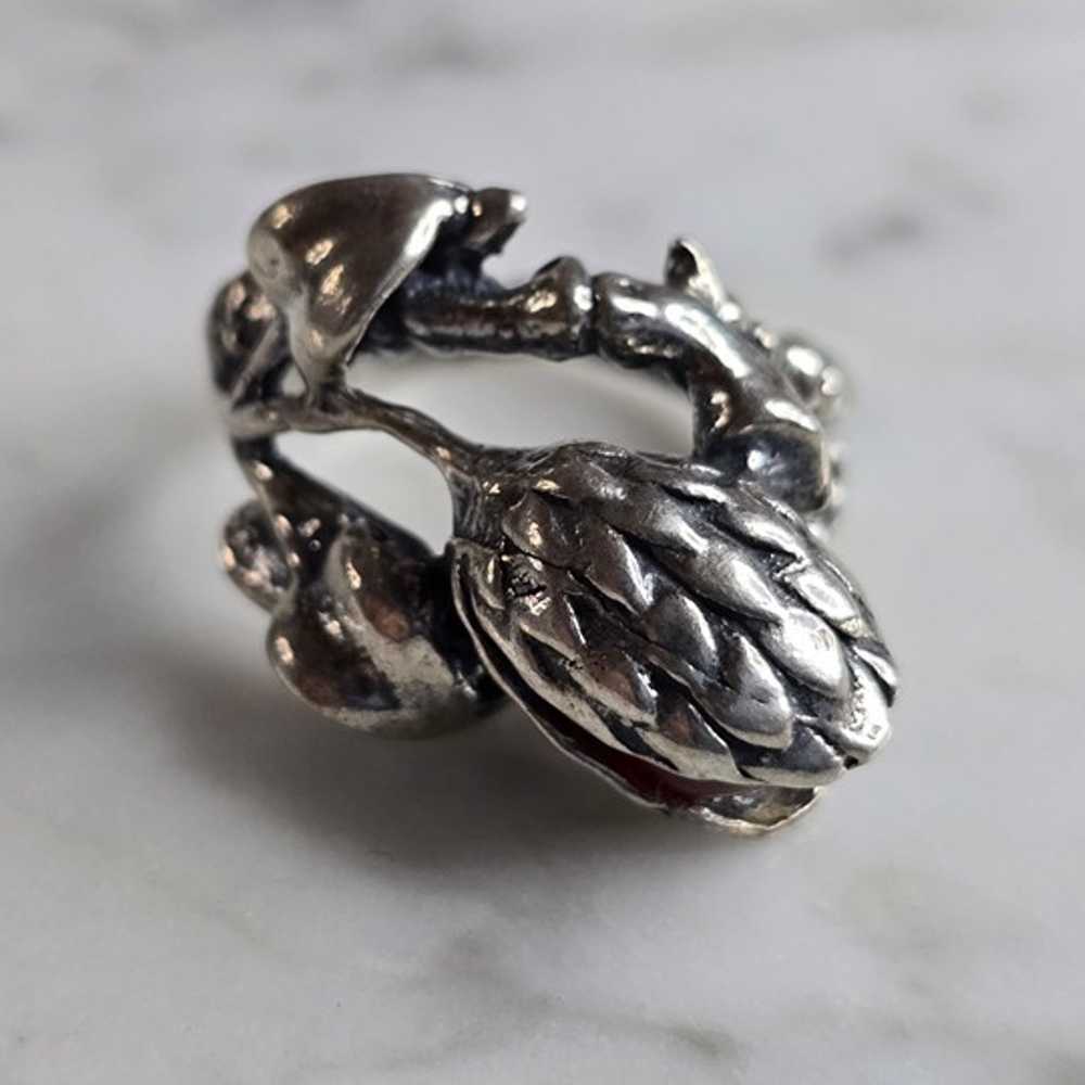 Womens Vintage Estate Sterling Silver Floral Ring… - image 4