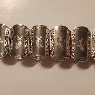 Sterling Siam Silver Niello Goddess Bracelet