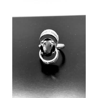 Vintage 925 Sterling Silver Black Spinel Ring Siz… - image 1