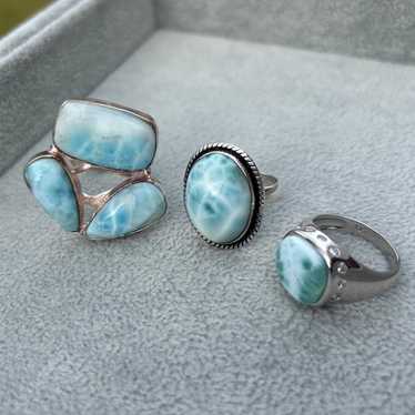 Vintage And Estate 925 Sterling Silver Larimar 3 R