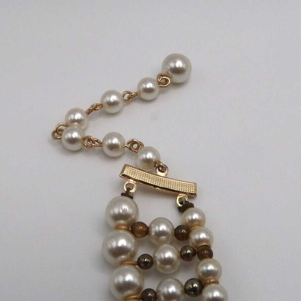 Vintage Faux Pearl Large Statement Necklace 15"-1… - image 2