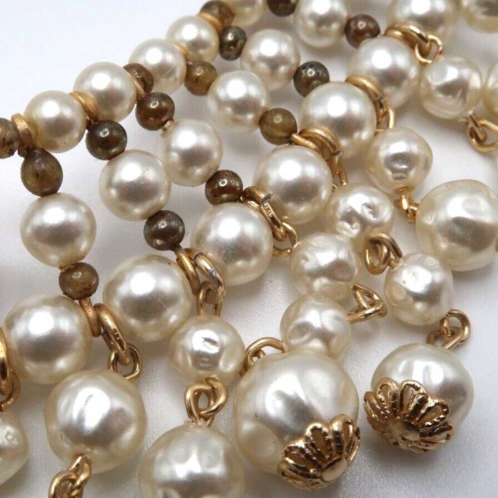 Vintage Faux Pearl Large Statement Necklace 15"-1… - image 6