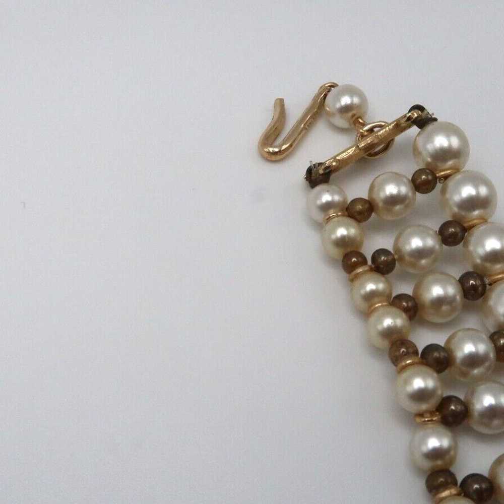 Vintage Faux Pearl Large Statement Necklace 15"-1… - image 9