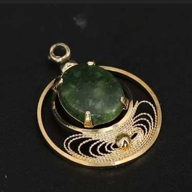 ANTIQUE Nephrite Jade Filigree Circle Necklace high quality Sterling Silver