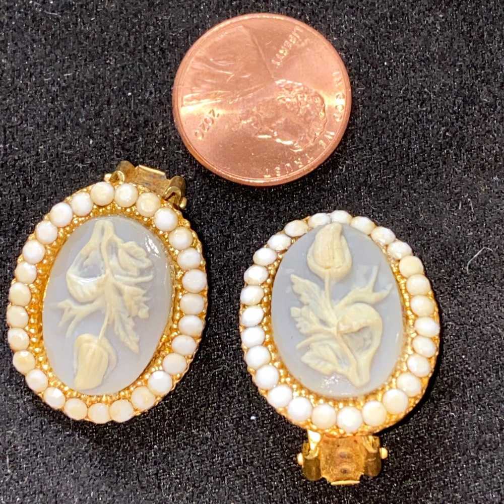 Alice Caviness Earrings Cameo Carved Tulips Vinta… - image 8