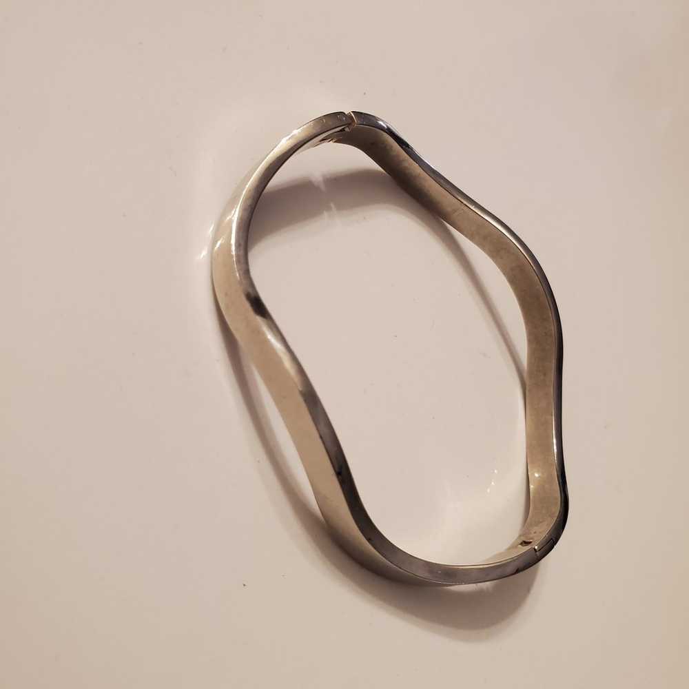 Sterling Silver Cuff Retro Bracelet 925 CURVY VIN… - image 3