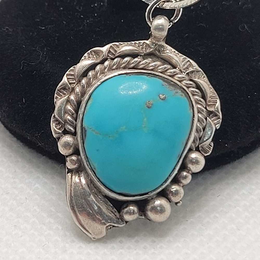 Vintage Native American Turquoise Pendant Necklac… - image 3