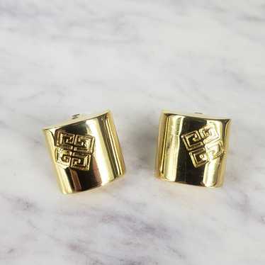 Vintage Givenchy Gold Clip Stud Statement Earring… - image 1