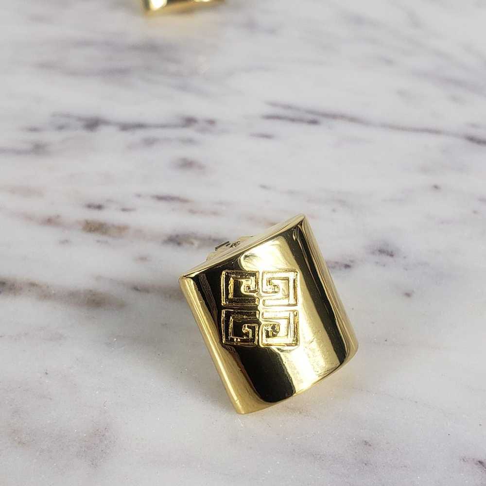 Vintage Givenchy Gold Clip Stud Statement Earring… - image 2