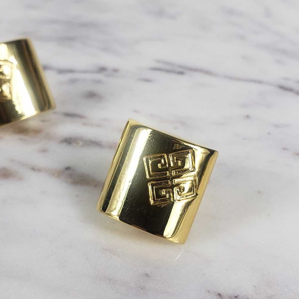 Vintage Givenchy Gold Clip Stud Statement Earring… - image 3