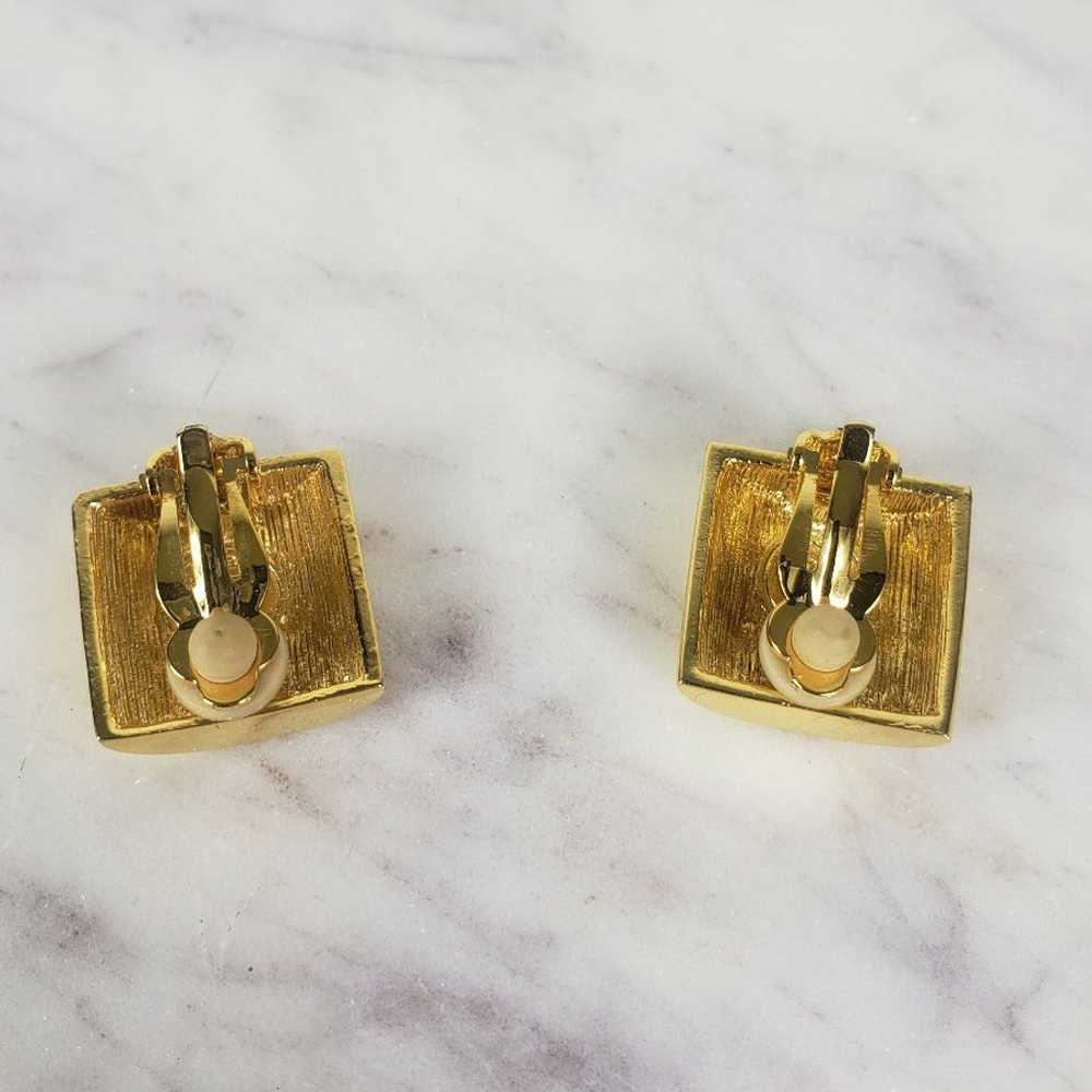 Vintage Givenchy Gold Clip Stud Statement Earring… - image 4