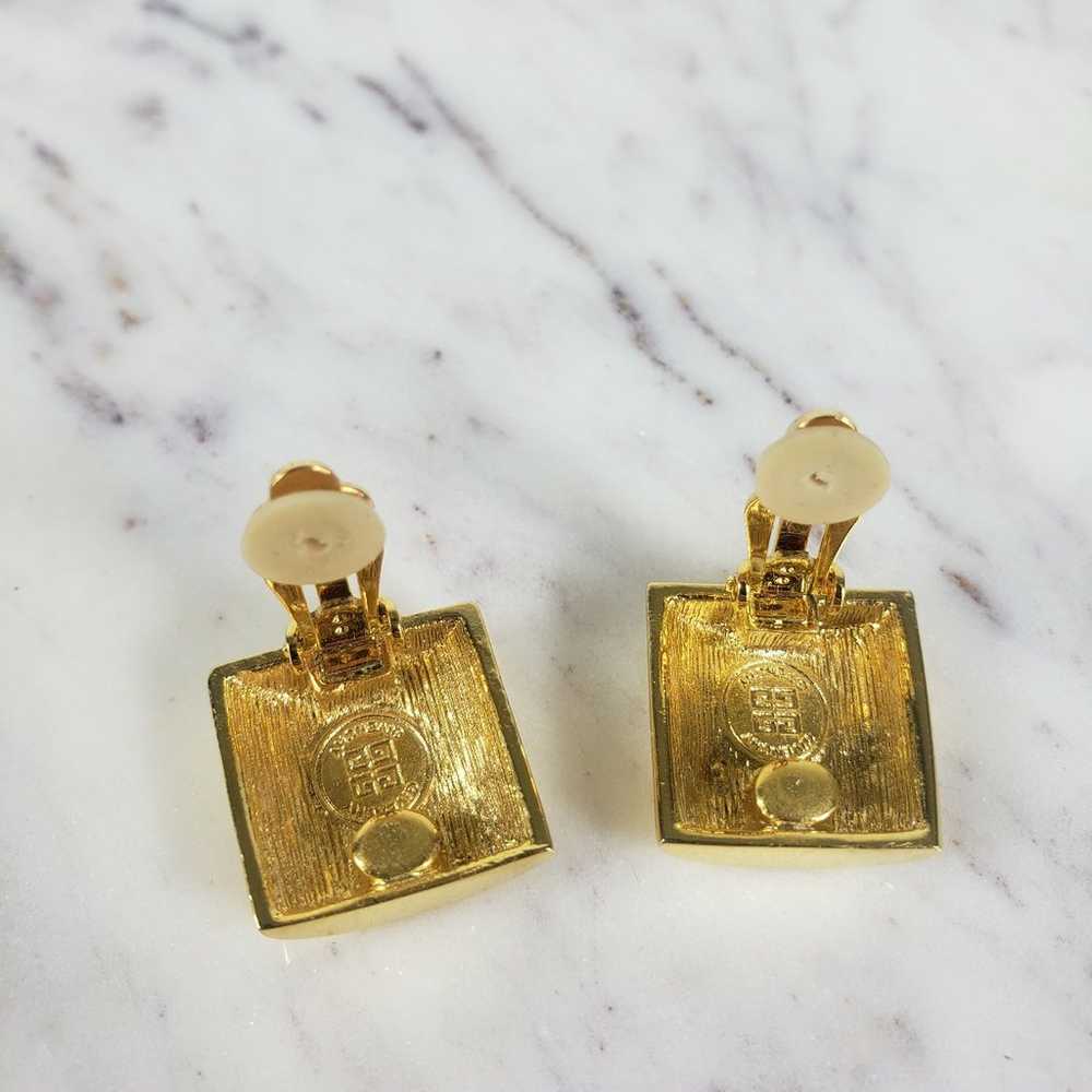 Vintage Givenchy Gold Clip Stud Statement Earring… - image 5