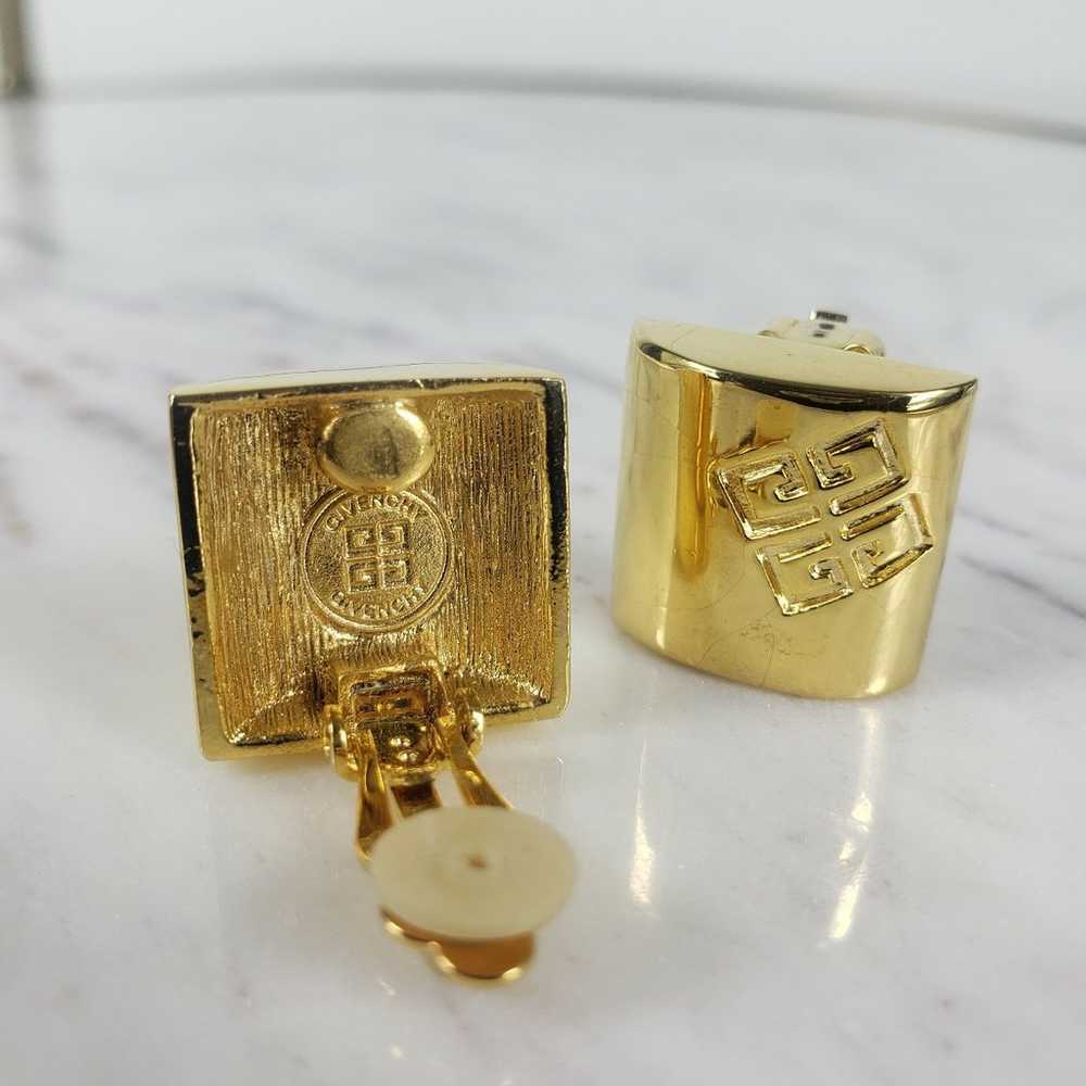 Vintage Givenchy Gold Clip Stud Statement Earring… - image 6