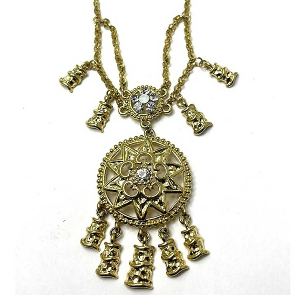 Vintage Rhinestone Charm Necklace - image 1