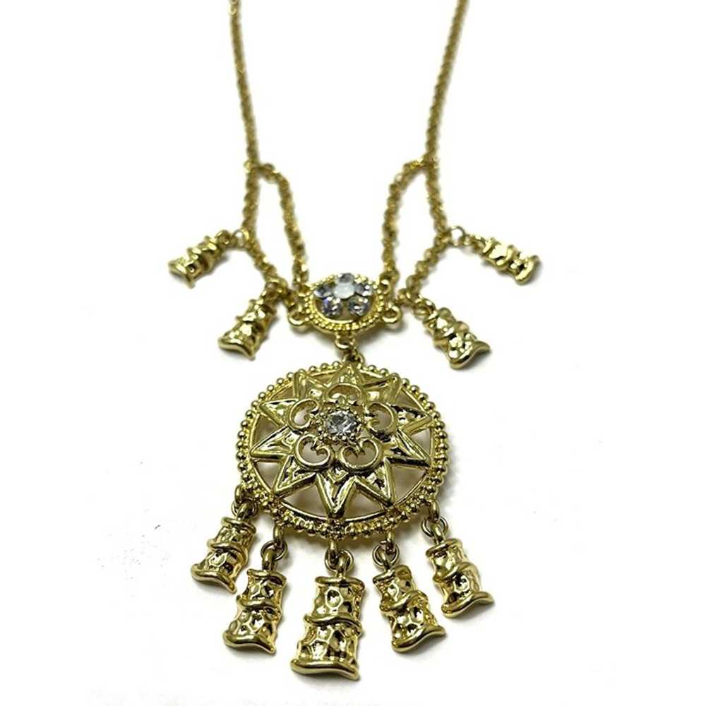 Vintage Rhinestone Charm Necklace - image 3