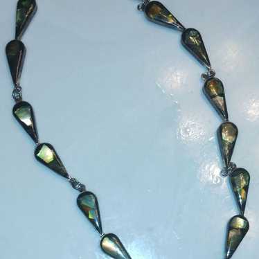 Mexico Sterling Black Onyx, MOP, Abalone Necklace - image 1