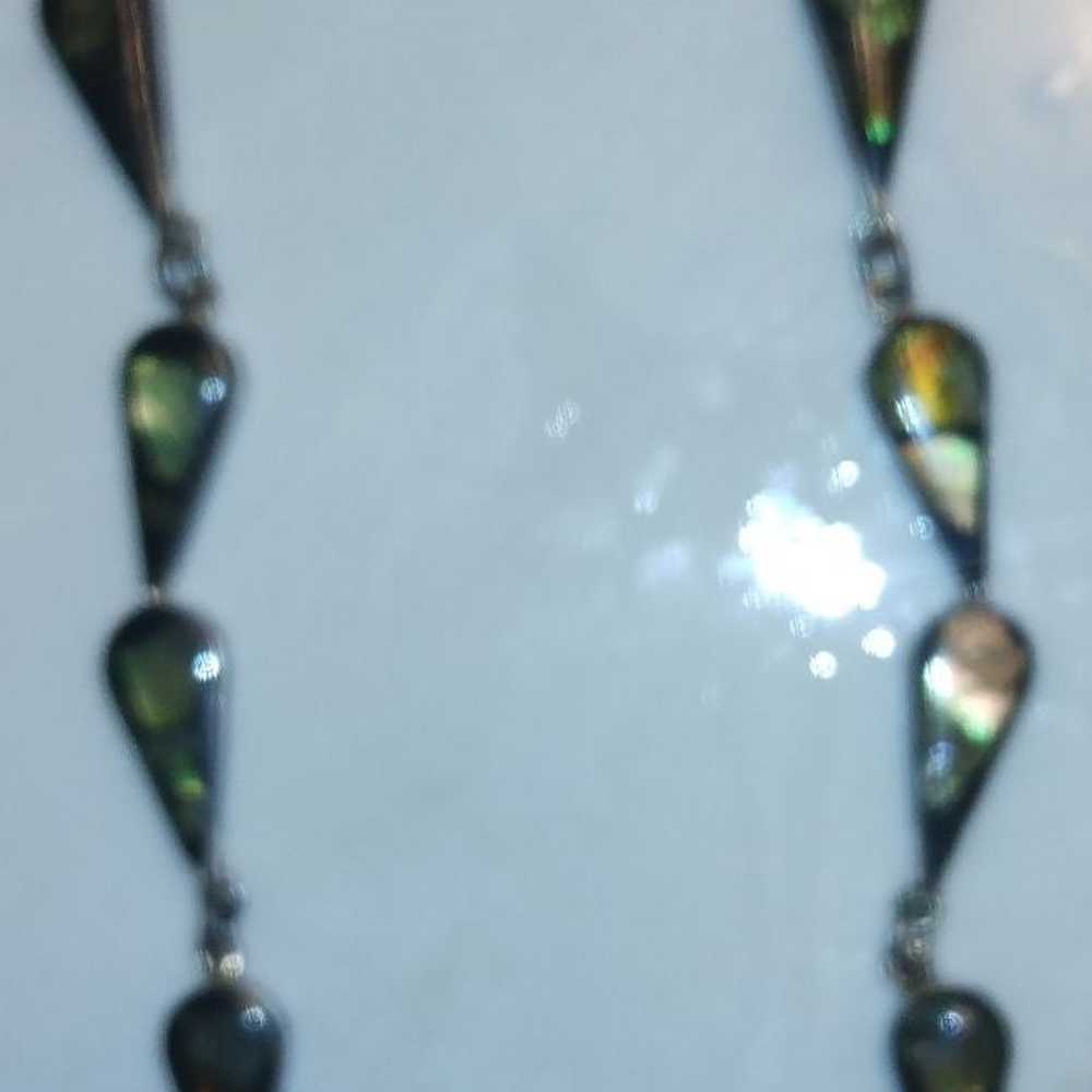 Mexico Sterling Black Onyx, MOP, Abalone Necklace - image 4