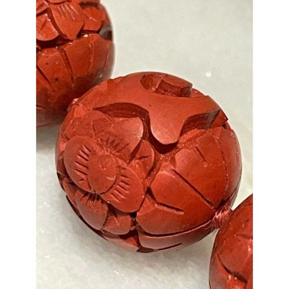 Vintage 29" Carved Red Faux Chinese faux cinnabar… - image 3