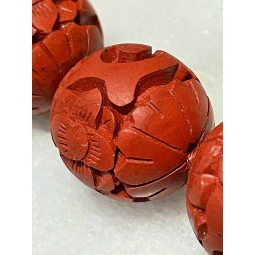 Vintage 29" Carved Red Faux Chinese faux cinnabar… - image 4