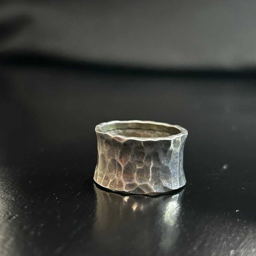 Ring Hammered Band Vintage MWS Silver Mark Wasser… - image 1