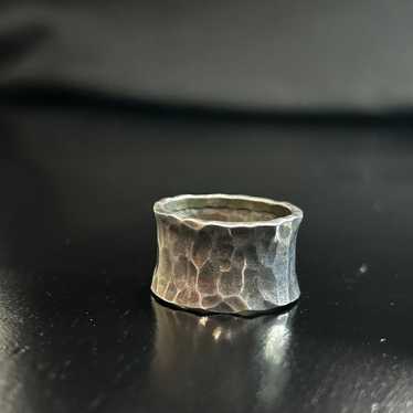 Ring Hammered Band Vintage MWS Silver Mark Wasser… - image 1